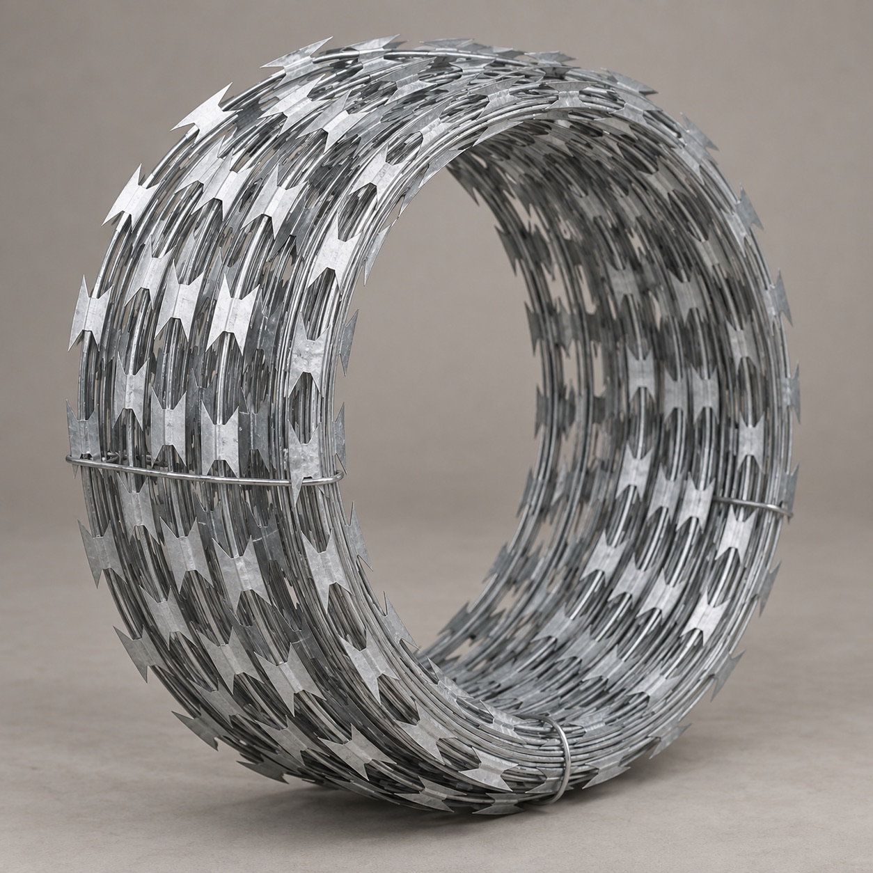 Illustrative view of concertina razor wire